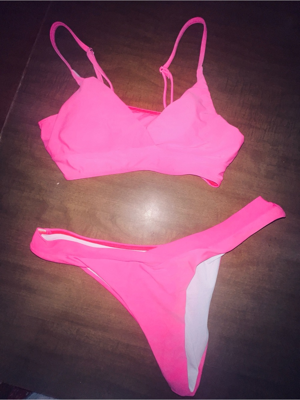 Neon Pink Triangle Bikini Set — Women's Two-Piece Swimwear